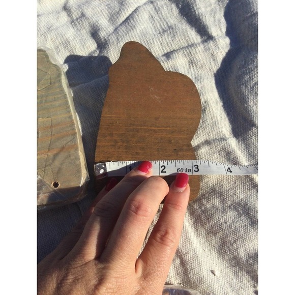 Wooden Santa figurines set of 6 red white blue 5” 5 in patriotic Christmas wood - Picture 6 of 6